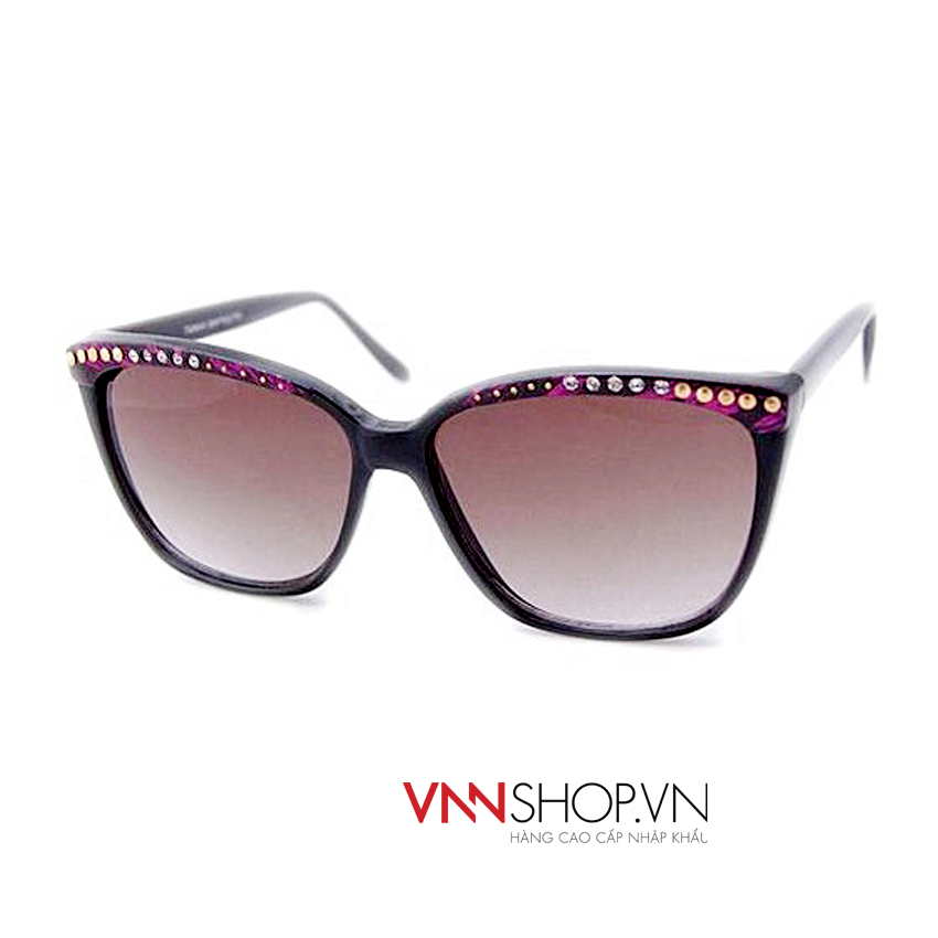Kính nữ oversize Smash Vintage Sunglasses mầu đen, đính hạt viền mắt kính