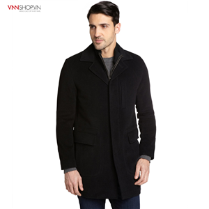 Áo khoác dạ nam Cole Haan cổ vest, 2 túi trang trí, mầu đen
