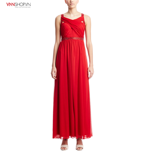 Váy maxi HAILEY BY ADRIANNA PAPELL mầu đỏ,vai và eo đính hạt
