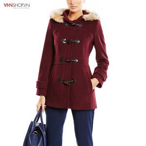Áo khoác dạ nữ MARC NEW YORK  mầu đỏ đô, kèm mũ lông