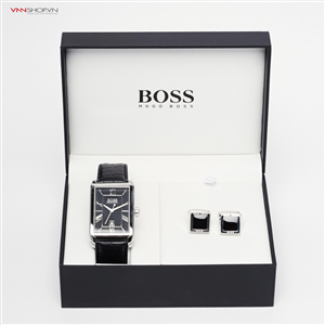 Bộ đồng hồ và măng set tay áo Boss Hugo Boss mầu đen
