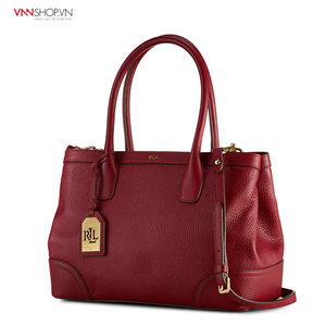Túi xách nữ Ralph Lauren mầu đỏ đun, logo dập nổi mầu vàng