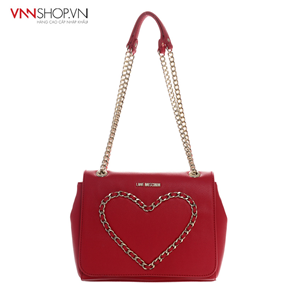 Túi nữ Love moschino mầu đỏ, dây xích trang trí trái tim