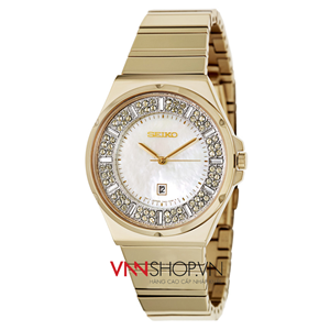 Đồng hồ nữ Seiko - SXDG14 mặt đính đá, dây kim loại vàng