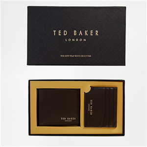 Bộ ví tiền & ví name card Ted Baker, màu nâu