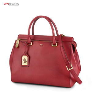 Túi xách nữ Ralph Lauren mầu đỏ, logo dập nổi mầu vàng